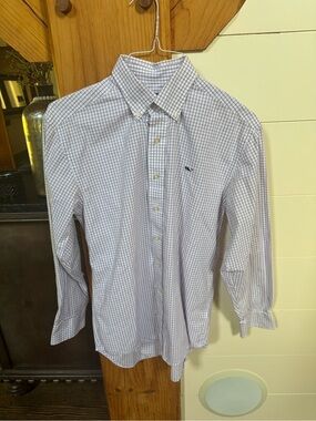 Vineyard Vines White & Purple Checked Button-Down Shirt